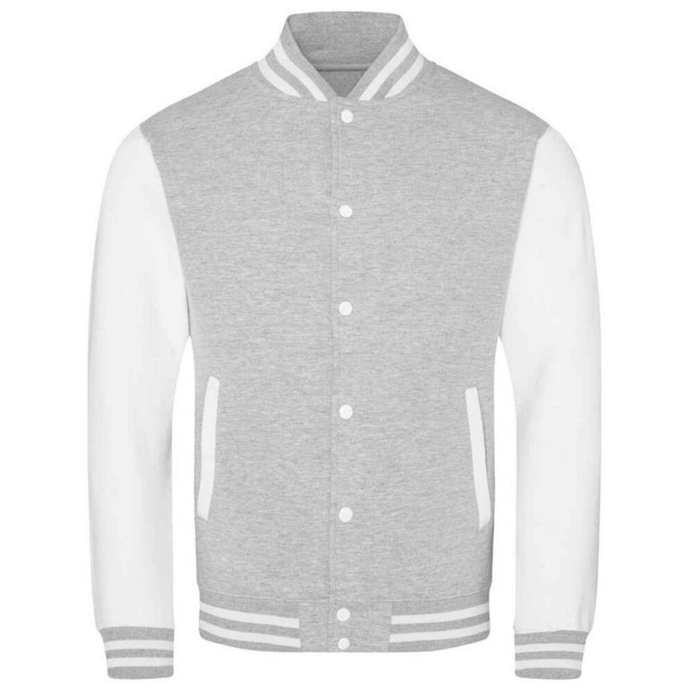 Awdis Unisex Varsity Jacket / Heather Grey/White